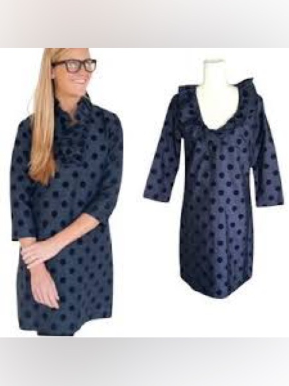 Devon Baer Silk Ruffle Neck Tunic Dress